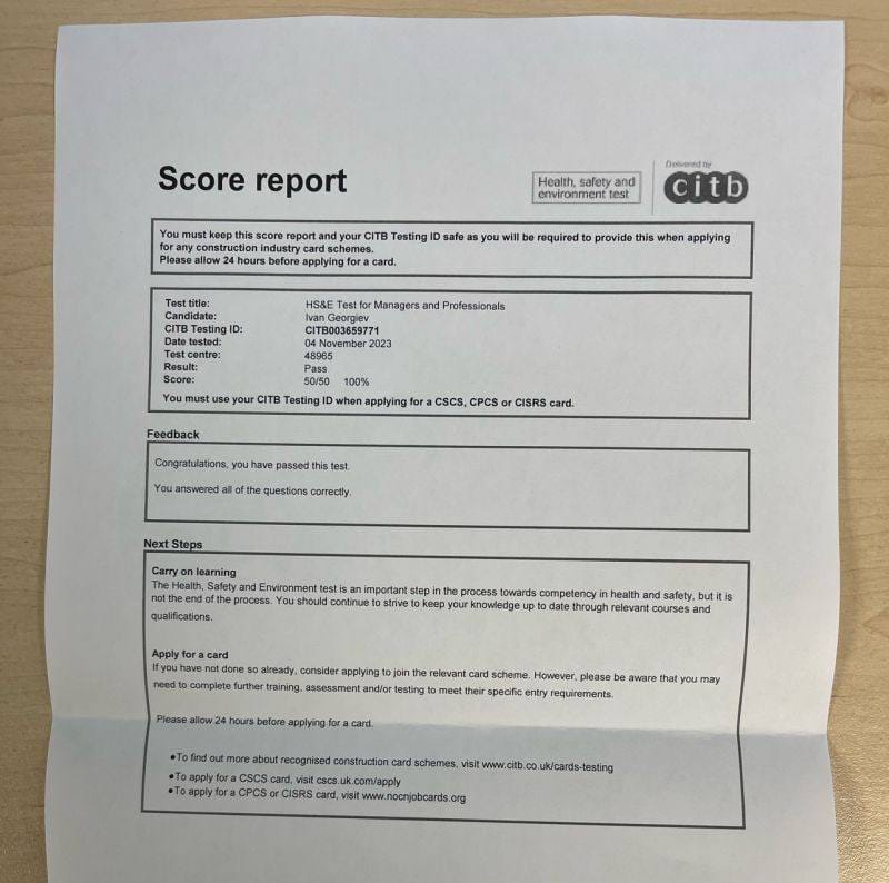 Getting health and safety pass certificate